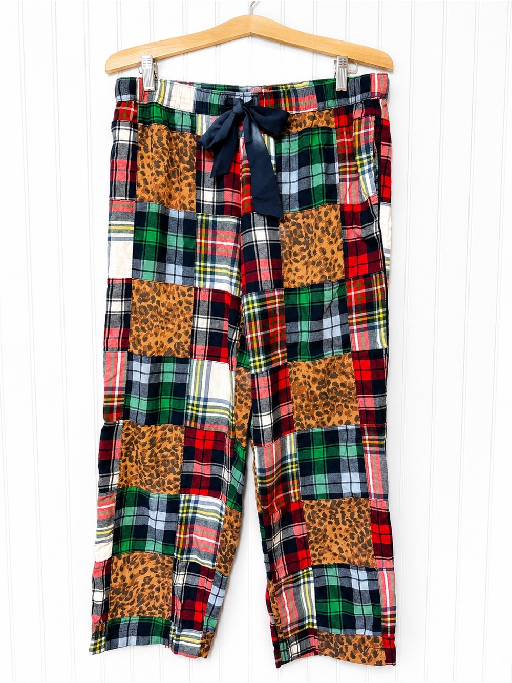 Aerie Women's Patchwork Size L Sleep Pajama Pants Flannel Lounge Pull On Pockets